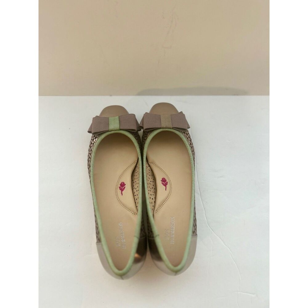 Ros Hommerson Trisha Pewter Flower & Bow Dressy Flats, 7M, NIB